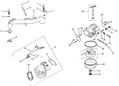 Carburetor Diagram and Parts List for 1860 800000-821059-140661100-141661100 Cub Cadet Lawn Tractor